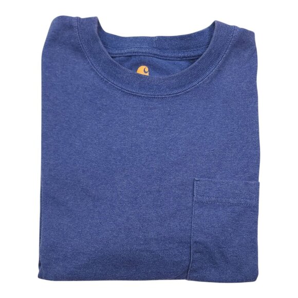 Carhartt Mens Blue Original Fit Pocket T-Shirt L Regular Cotton/Poly Blend - Picture 2 of 8